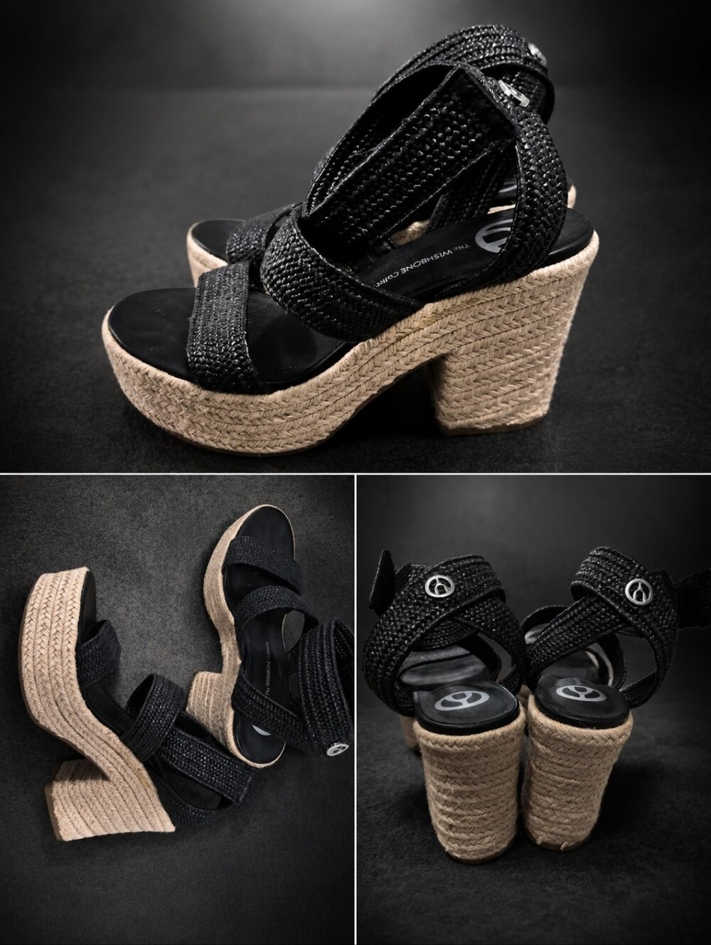 The Wishbone Collection Black Platform Espadrille Sandals - Size 7.5